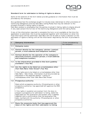 Admission to listing of other rights to shares - Oslo B rs