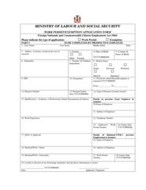 Work Permit/Exemption Application Form