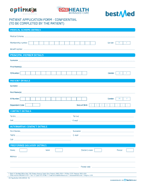 fillable online patient application form confidential to be patient application form