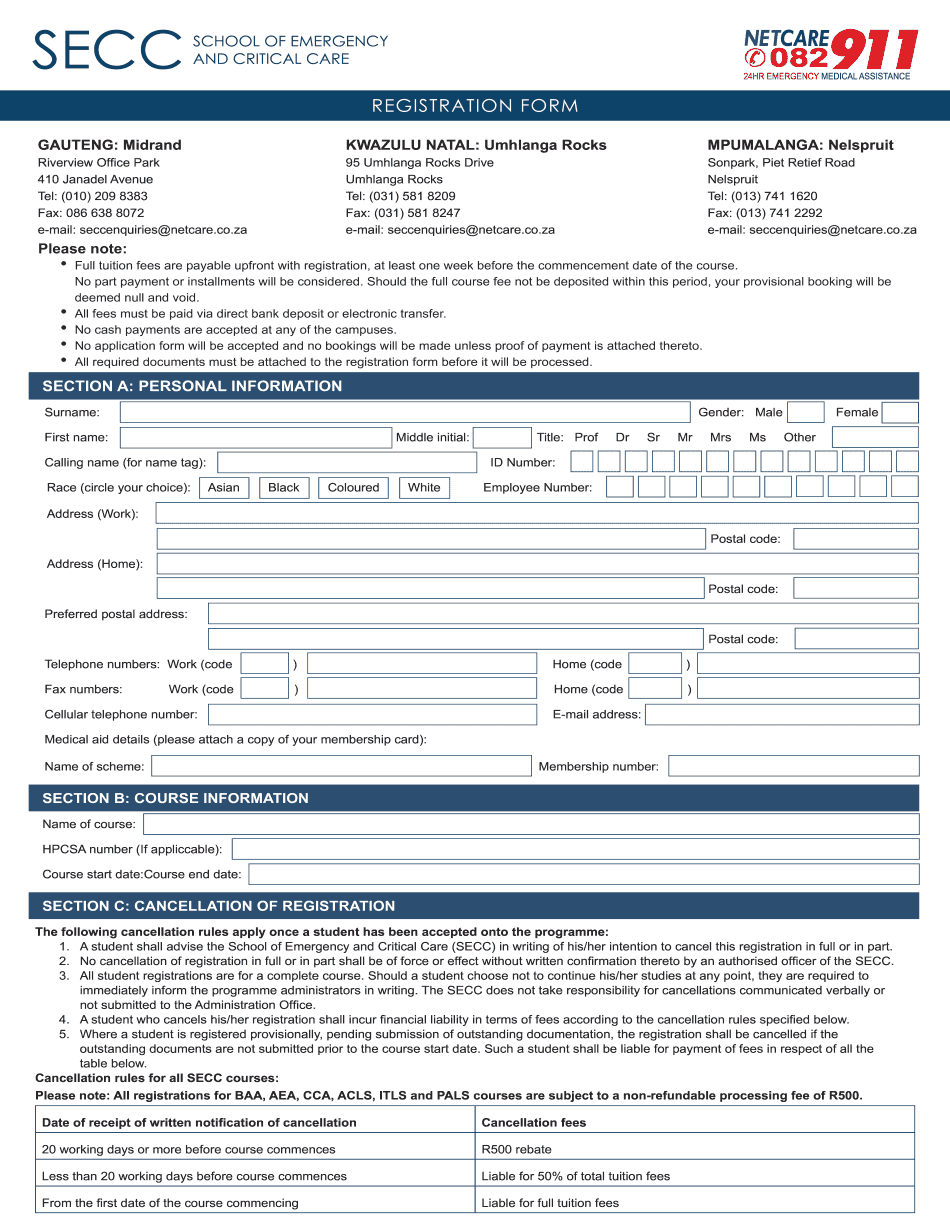 SECC Registration Form