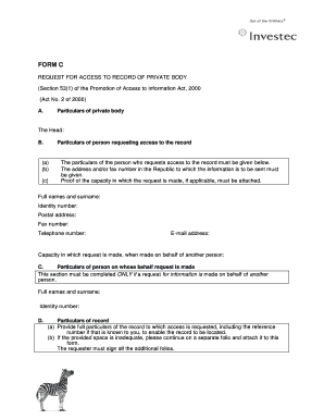 Request for Access to Record of Private Body