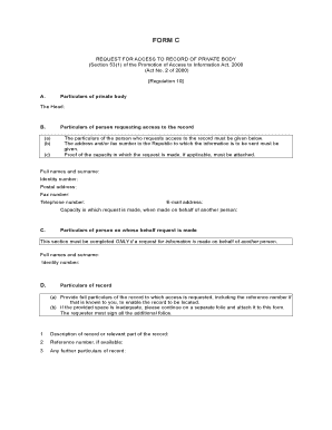 Request for Access to Record of Private Body