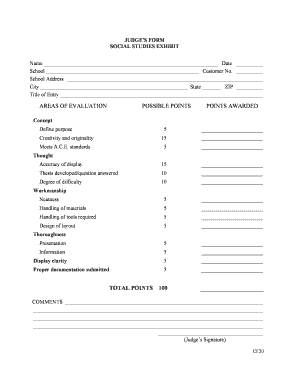 Judge's Form for Student Exhibits