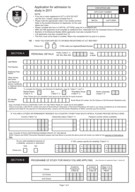 UCT Application for Admission