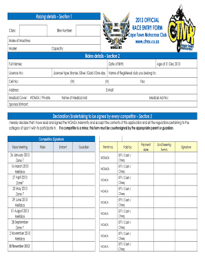 Transpondersmotocross form
