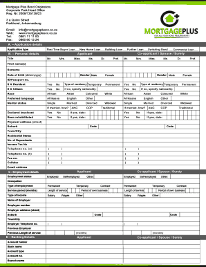 Mortgage short application fillable form