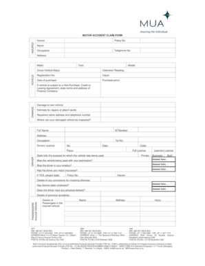 MOTOR ACCIDENT CLAIM FORM IN S U R E D Insurer ... - MUA