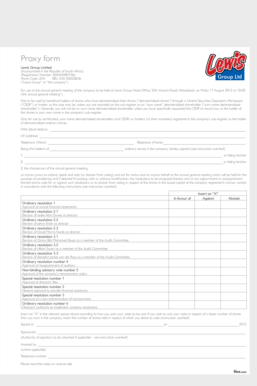 Proxy form - Lewis Group Ltd