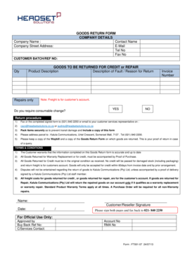 Goods Return Form