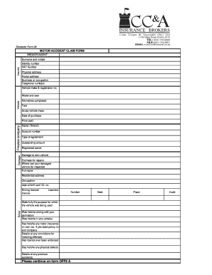 Motor Accident Claim Form - CC & A Insurance Brokers