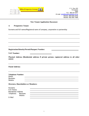 New Tenant Application Form