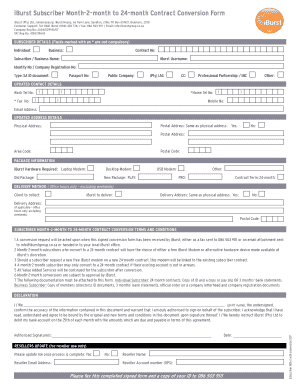 iBurst Subscriber Contract Conversion Form
