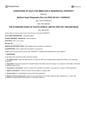 Conditions of Sale for Immovable Residential Property