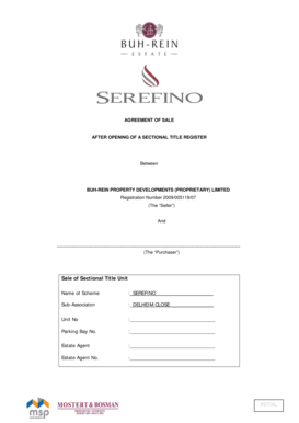 Agreement of Sale for Sectional Title Unit