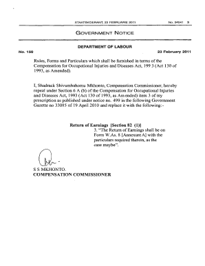 South Africa Return of Earnings Form W.As. 8