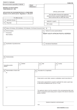 South Africa Trade Mark Registration Application