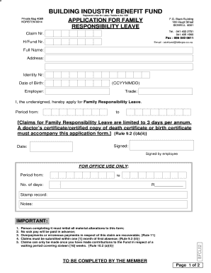 application letter for family responsibility leave