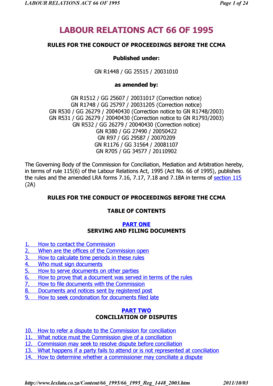 Rules for the conduct of proceedings before the ccma