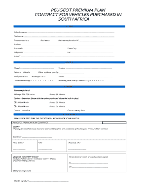 Peugeot Premium Plan Contract