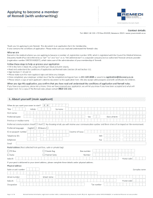 Remedi Medical Aid Scheme Application Form
