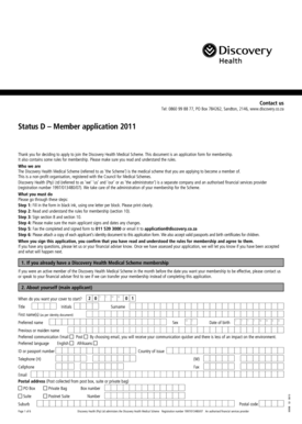 Discovery Health Medical Scheme Application Form