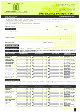 Oasis Collective Investment Scheme Application Form