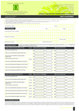 Oasis Collective Investment Scheme Application Form