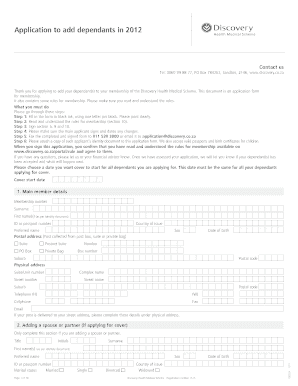 Discovery Health Medical Scheme Dependant Application Form