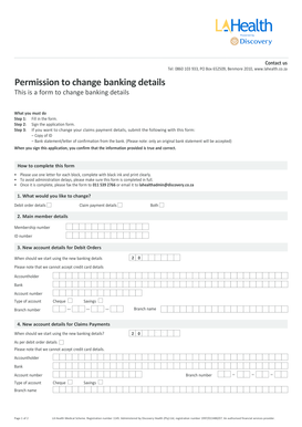 Banking Details Change Form