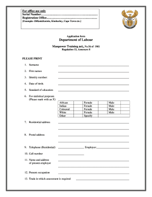 Skills Development Act Trade Test Application