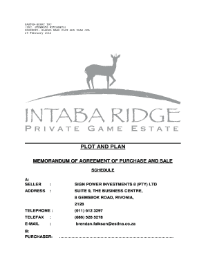 Sample Plot & Plan Agreement - Intaba Ridge Game Estate - intabaridge co