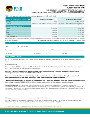 Debt Protection Plan Application Form