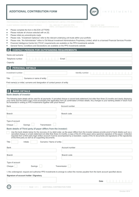 PPS Investments Additional Contribution Form