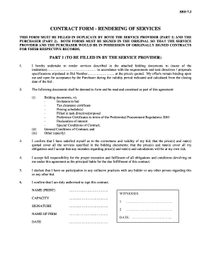 Contract Form - Rendering of Services
