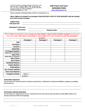 KDR Travel Booking Form