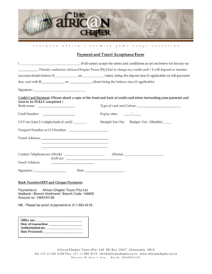 Payment and Travel Acceptance Form