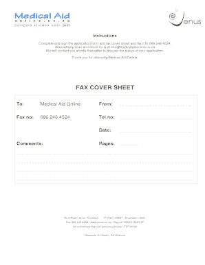 Fax cover sheet for medical office - liberty medical scheme application forms