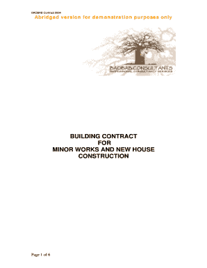 Building contract for minor works and new house construction