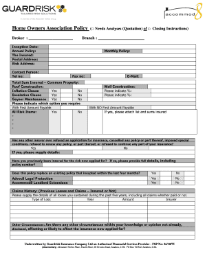 Home Owners Association Policy Form