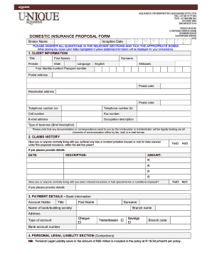 Aquarius Domestic Proposal Form