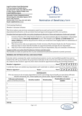 Nomination of Beneficiary Form