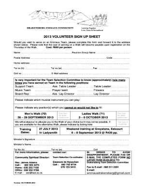 Volunteer sign in sheet template - www stulwane