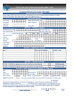 Job application sample - sanlam gap cover