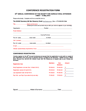 CONFERENCE REGISTRATION FORM - SASAE