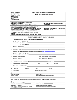 India Visa Application Form