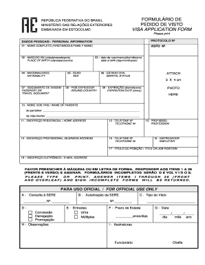 FORMULÁRIO DE PEDIDO DE VISTO