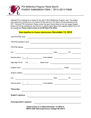 PTA Reflections Program Theme Submission Form