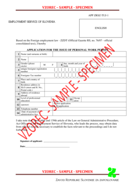 Slovenia Personal Work Permit Application