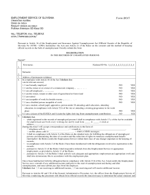 Slovenia Unemployment Registration Form