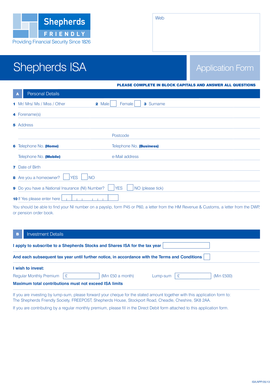Shepherds ISA Application Form